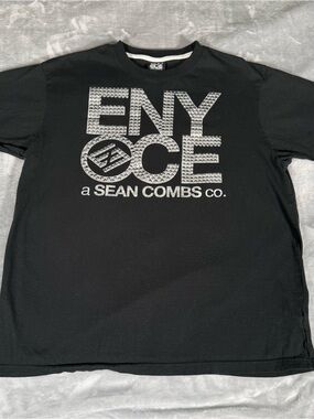 Vintage Enyce Sean Combs T Shirt Mens XL Hip Hop Washed Black Y2K